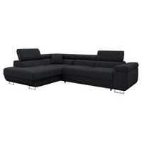 ECKSOFA Torezio Cord, Seite: Links - Schwarz, Holz/Textil (274/203cm) - MIRJAN24