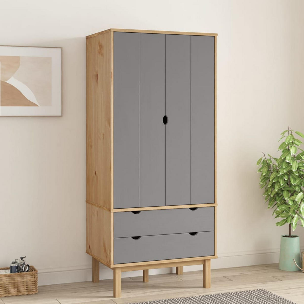 DREHTÜRENSCHRANK Dunlap 76.5/53/172 cm - Grau, Holzwerkstoff (76.5/172/53cm) - Nettlife