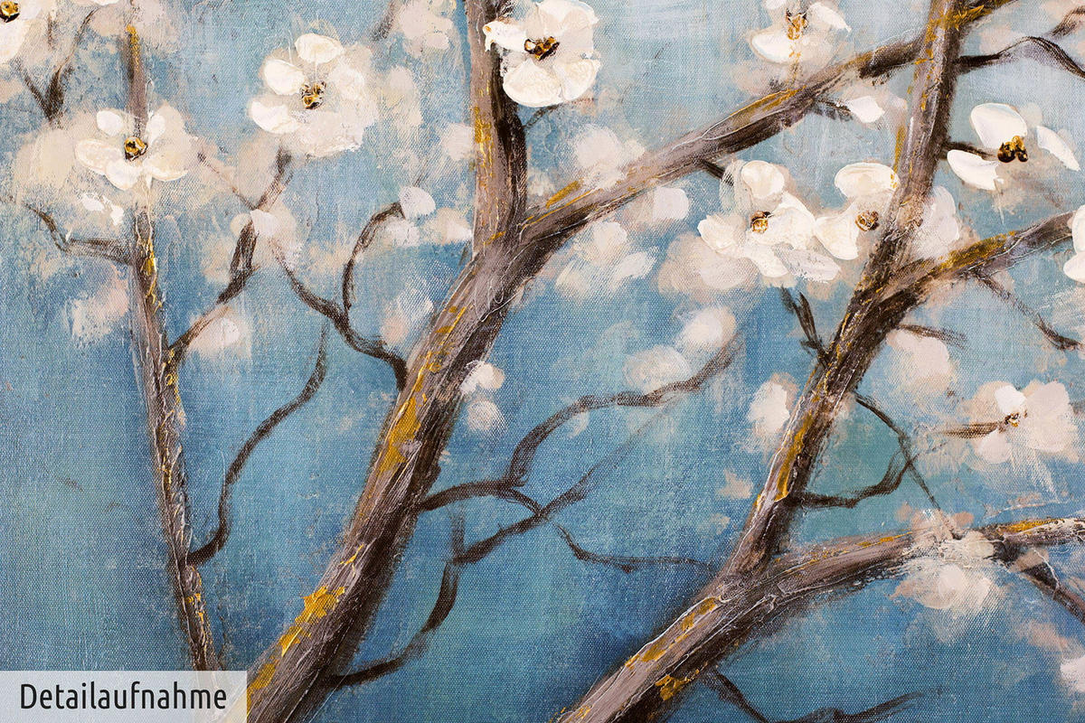 ACRYLBILD HANDGEMALT 100/75 cm - Blau/Weiß, Holz/Textil (100/75cm) - KUNSTLOFT