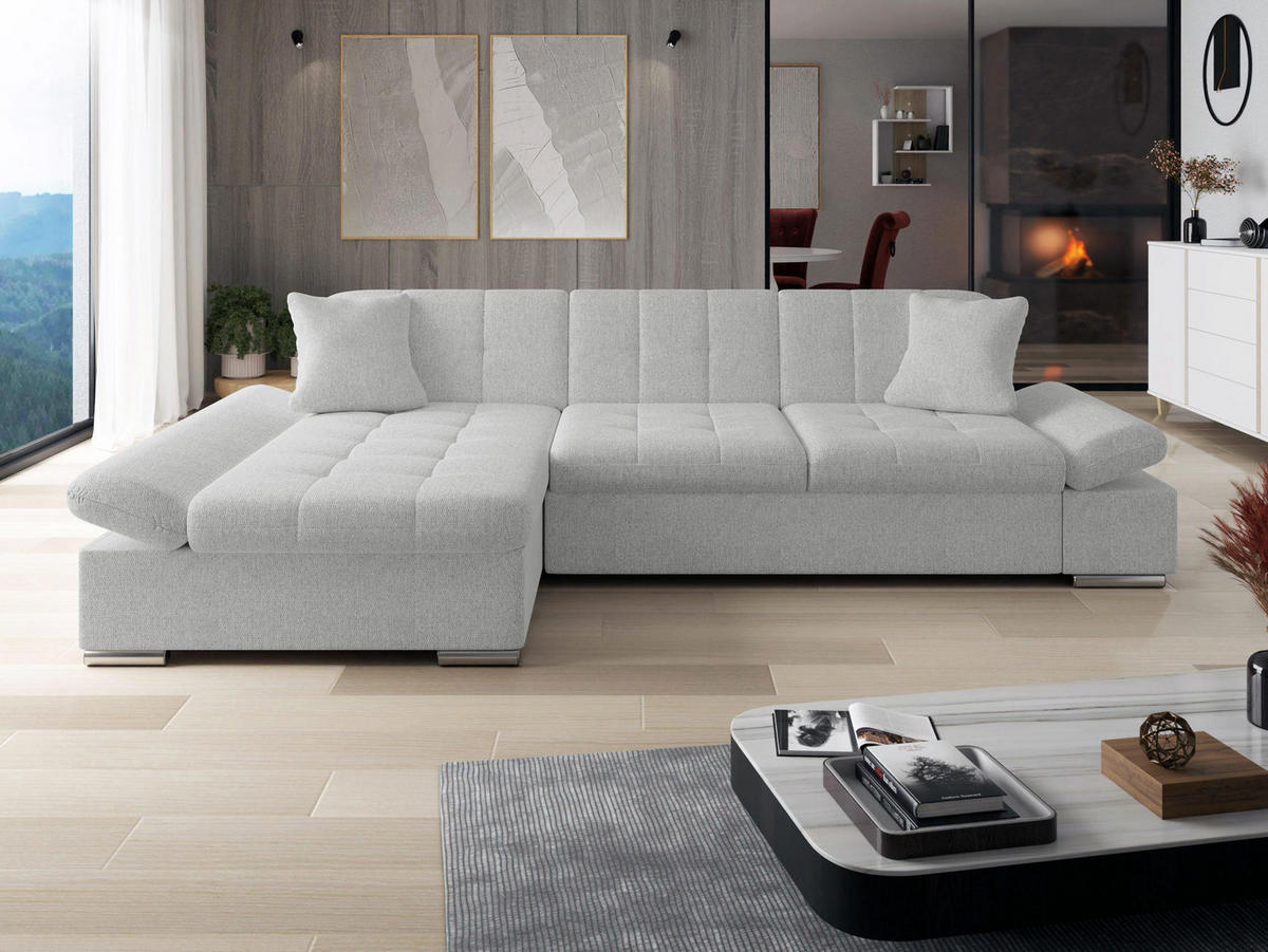 ECKSOFA Malwi, Seite: Links - Edelstahlfarben, Holz/Textil (278/161cm) - MIRJAN24