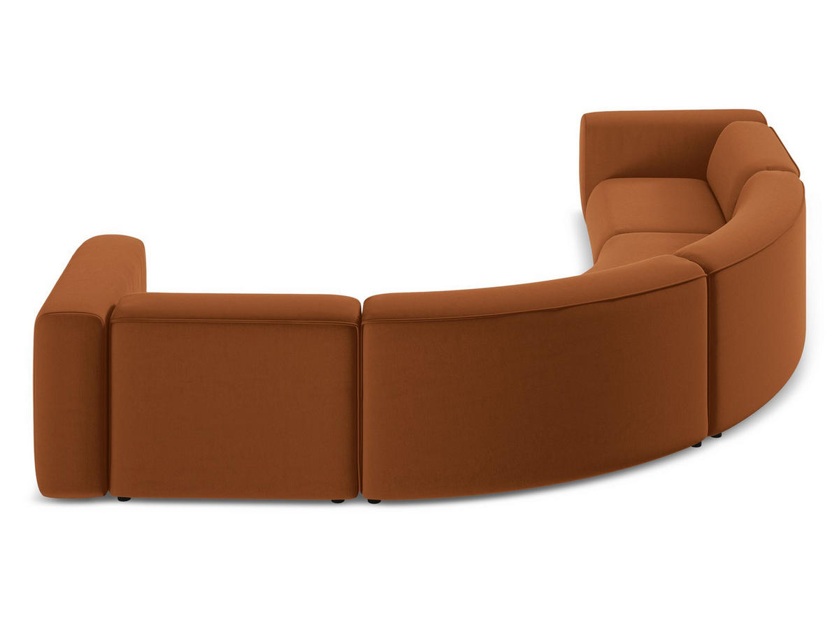 ECKSOFA Samt Stoff Orange - Terra cotta/Schwarz, Kunststoff/Textil (318/318cm) - Makamii
