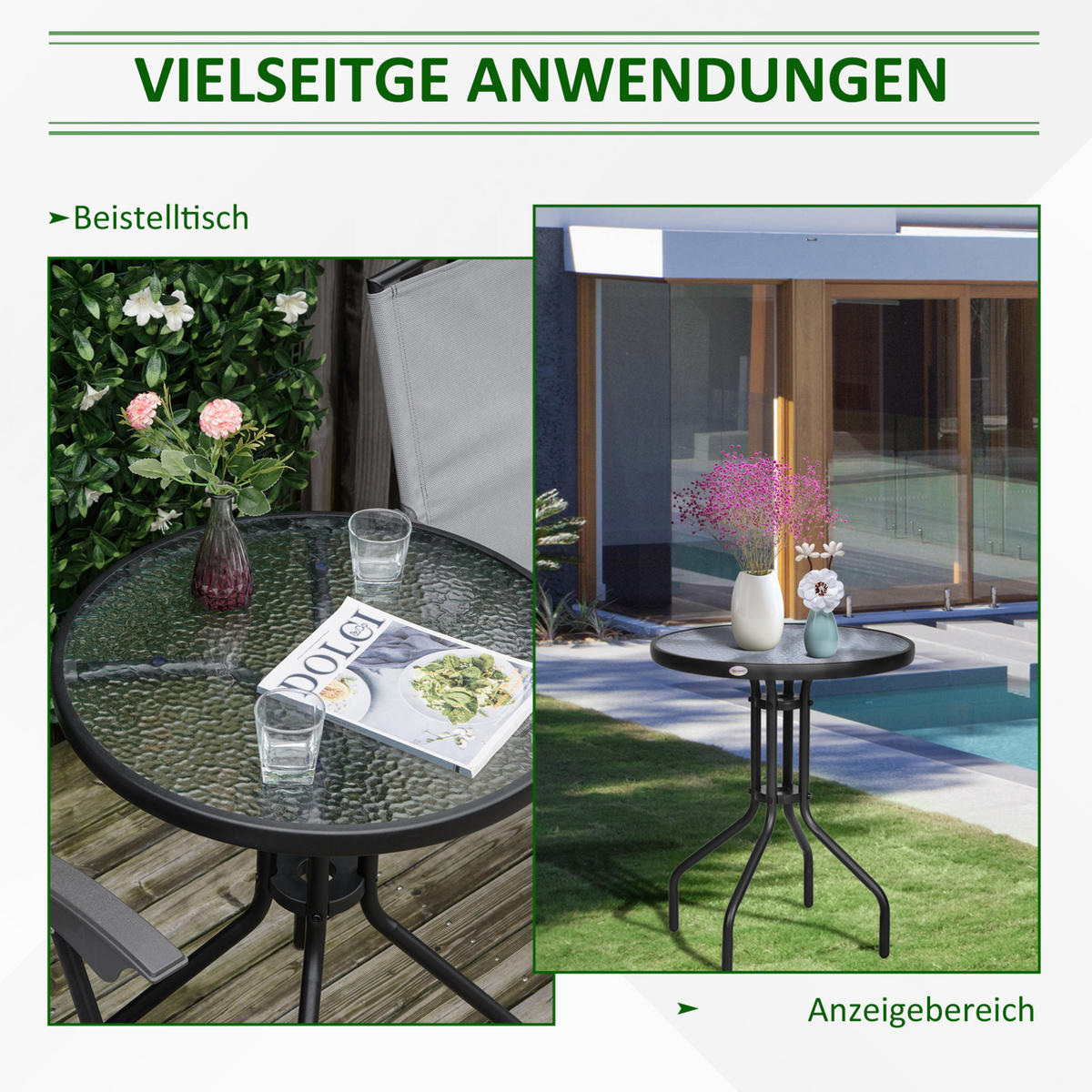 LOUNGETISCH Ø60/70 cm Schwarz aus Metall mit Sicherheitsglas - Schwarz, Metall (60/60/70cm) - OKMYHOME