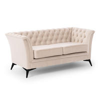 CHESTERFIELD-SOFA 2-sitzer Whitby Beige Samt mit schwarzen Füßen - Beige/Schwarz, Holz/Textil (175/78/82cm) - S-Style Möbel