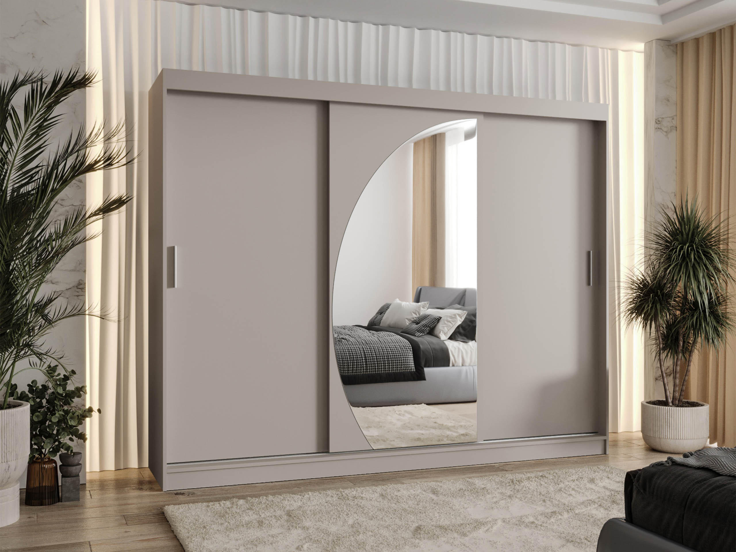 SCHWEBETÜRENSCHRANK Wika 250 cm - Kaschmir/Silberfarben, Holzwerkstoff/Kunststoff (250/200/62cm) - MIRJAN24