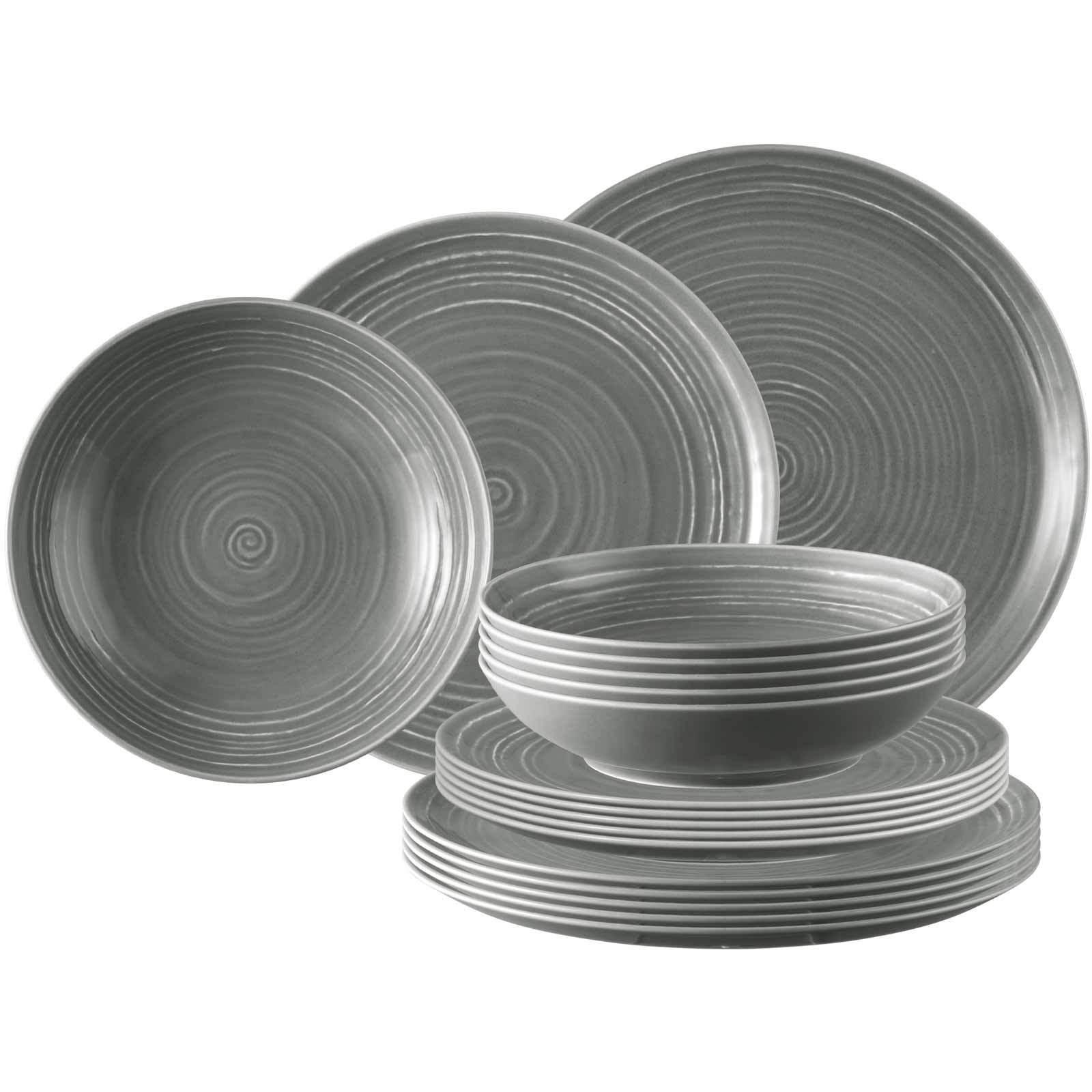 TELLER-SET Terra Perlgrau 18er Set - Grau, Keramik (1/1/1cm) - Seltmann Weiden