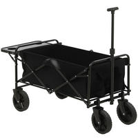 GARTENWAGEN DE-18769 4 Räder, Teleskopgriff & klappbare Ablage Schwarz - Schwarz, Metall (51/100/117cm) - ComfortXL