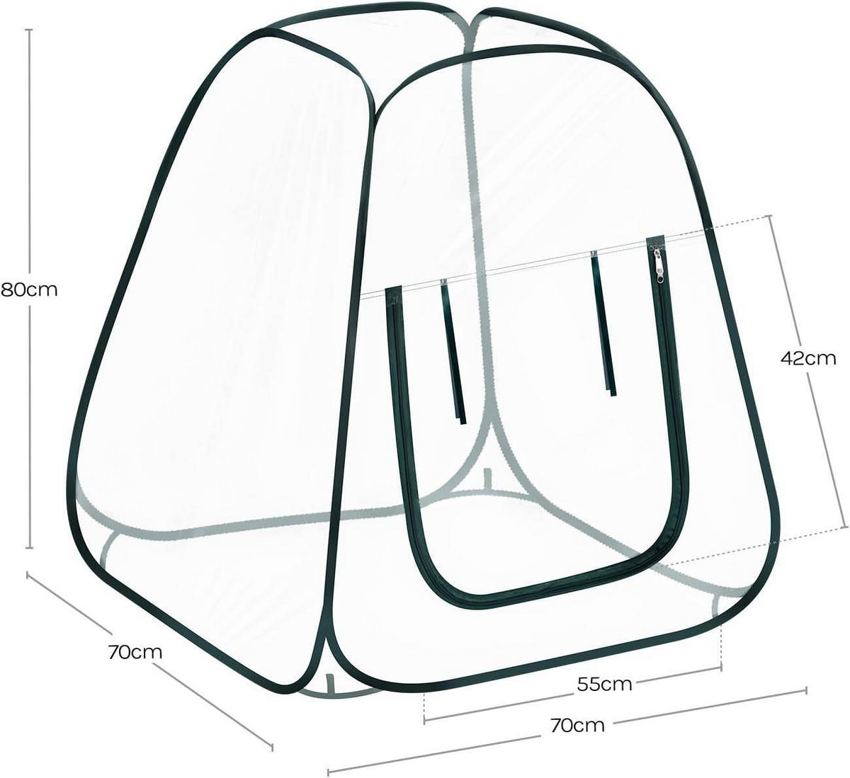 GEWÄCHSHAUS,POP-UP Mini-Gewächshaus - Transparent, Kunststoff (70/80/70cm) - Woltu
