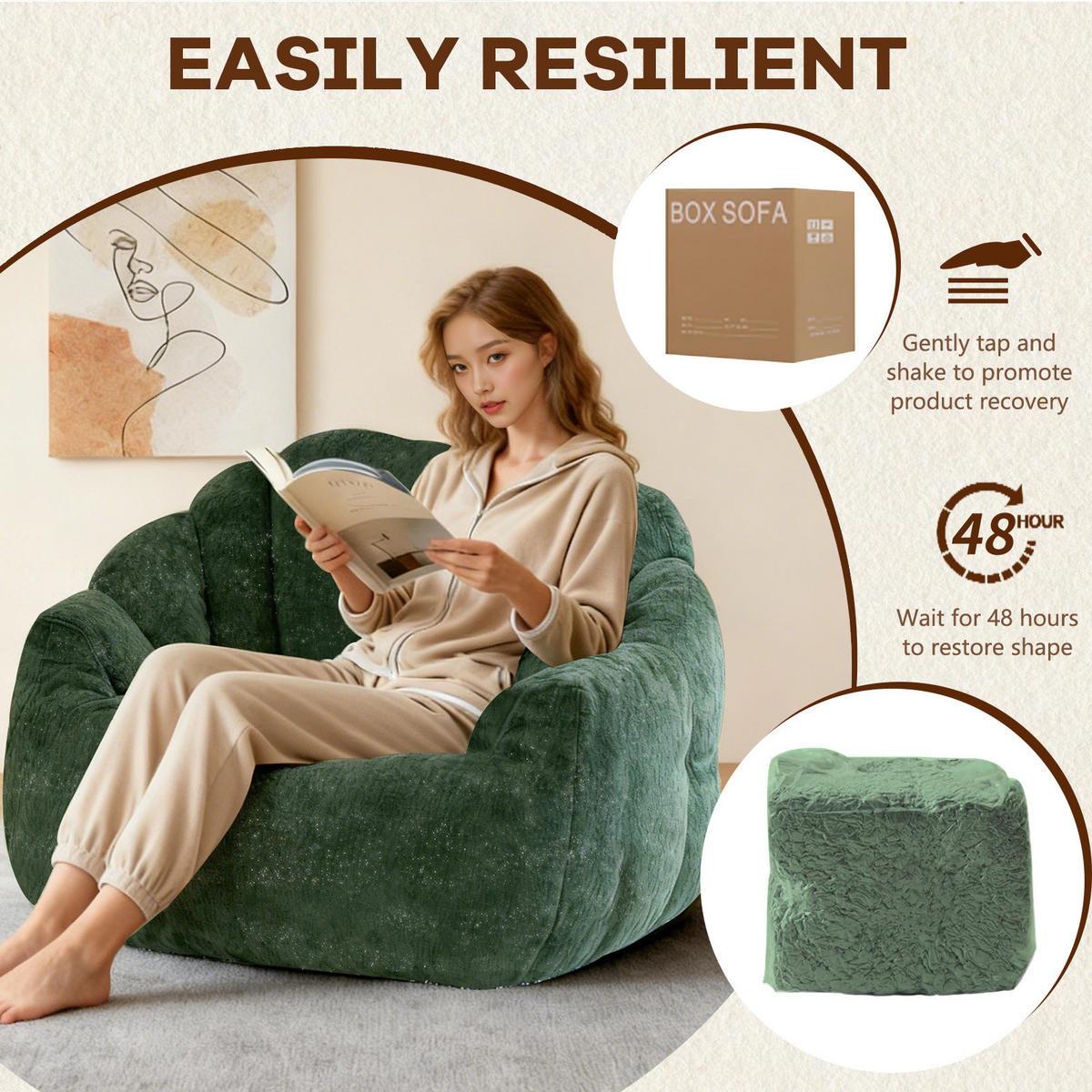 SESSEL aus Flanell mit ergonomischer Bärentatzen-Form - Grün, Textil (86.3/64.7/99cm) - Urban Meuble
