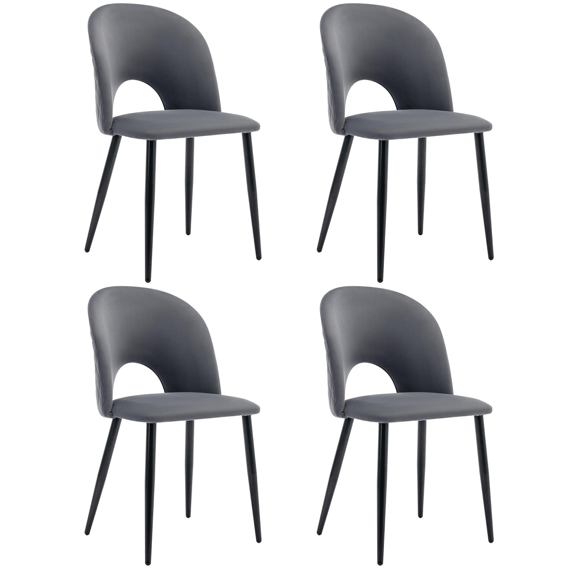 POLSTERSTUHL mit Rückenlehne Samt Grau Metallgestell - Grau, Metall (44/84/47.2cm) - Meubliv