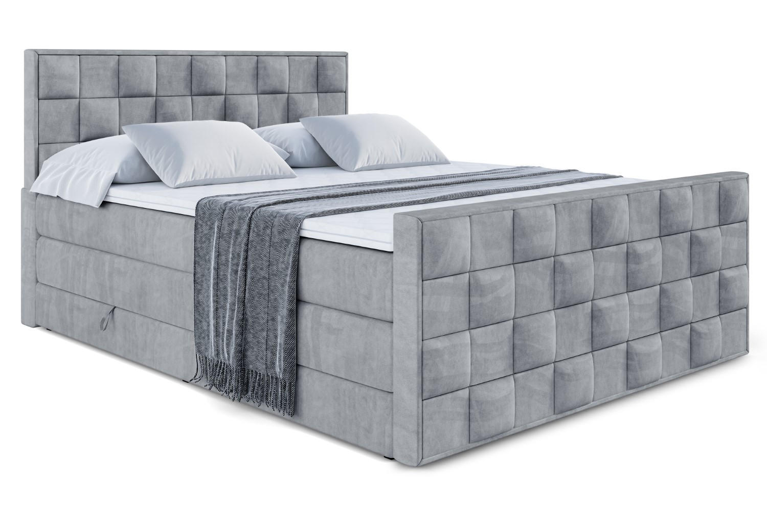 BOXSPRINGBETT ZAFIRA KING - 200 x 200 - H3/H4 - Grau - Grau, Holzwerkstoff (200/200cm) - ALTDECOR