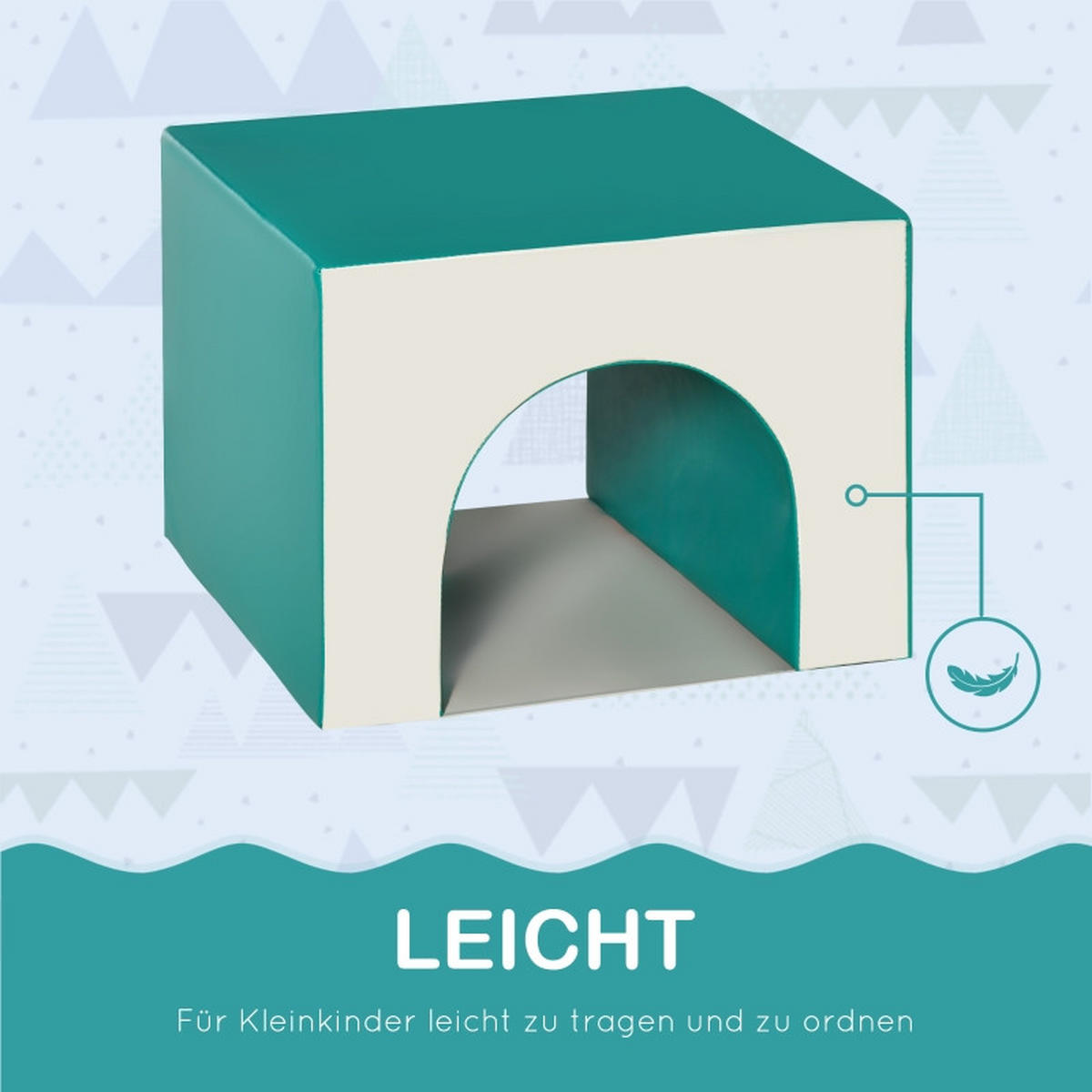 KONSTRUKTIONSSPIELZEUG Bausteine für 1–3 Jahre Blau - Hellgrau, Leder (50/39/150cm) - Korfee