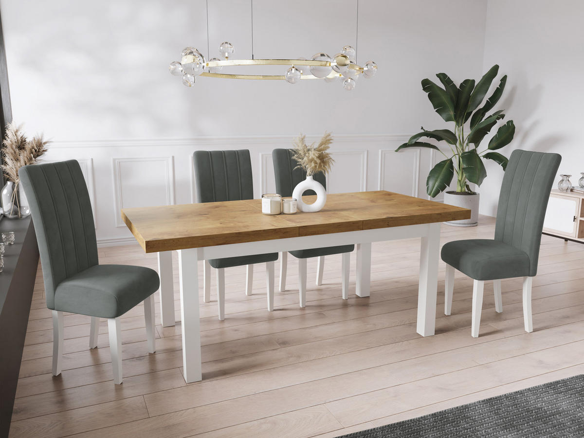 ESSTISCH Avena rechteckig ausziehbar, Lancelot Eiche 200/100/78 - Eichefarben/Weiß, Holz/Holzwerkstoff (200/100/78cm) - WFL GROUP