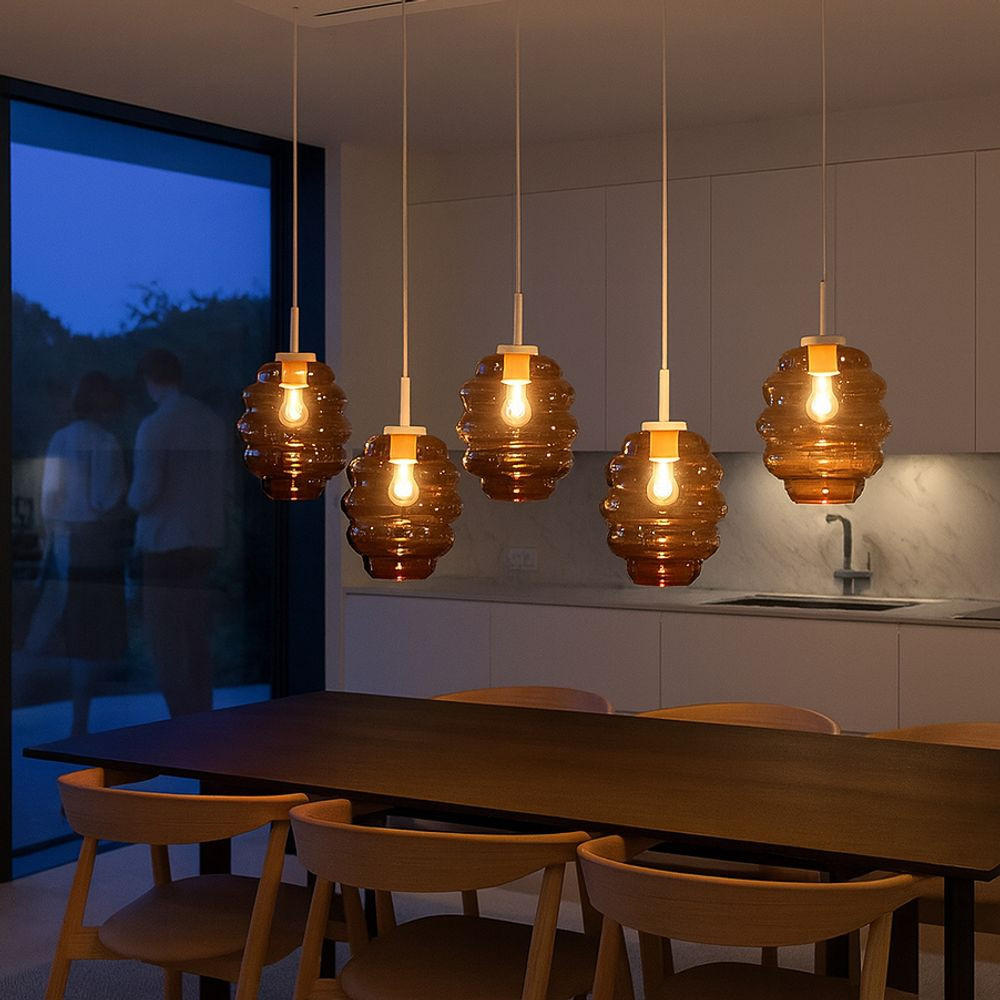 Thumbnail - s.luce Hängeleuchte, Mehrfarbig, Schwarz, Glas, Oval, 18x20x18 cm, Lampen & Leuchten, Innenbeleuchtung, Hängelampen, Pen...