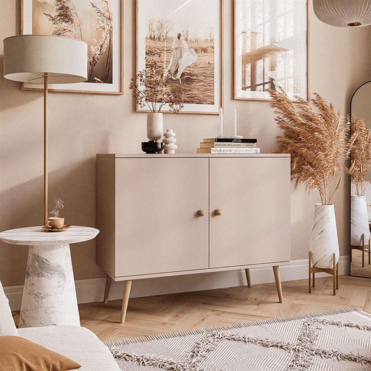 KOMMODE Zweitürige HARMONY Macchiato - Cappuccino, Holzwerkstoff (100/85/42cm) - Lookway