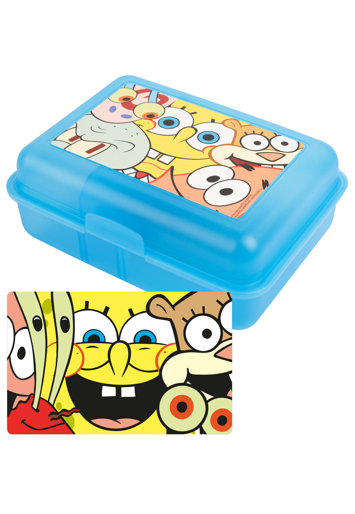 BROTDOSE Spongebob Schwammkopf Allover Türkis 17,5 x 12,8 x 6,9 cm - Türkis, Kunststoff (17.5/6.9/12.8cm)