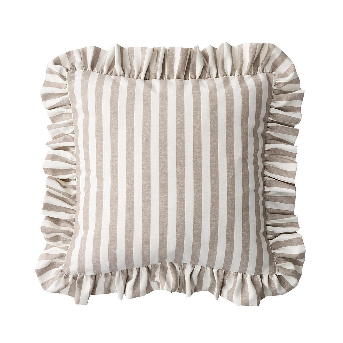 KISSENHÜLLE Charlotte 45x45 cm mit Rüsche - Beige, Textil (45/1cm) - Dekoria