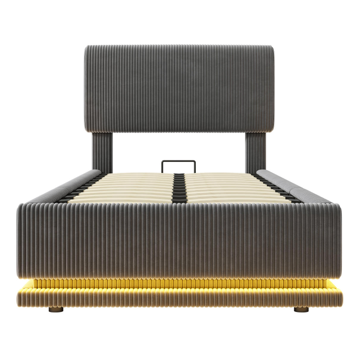 POLSTERBETT 90/200 cm in Dunkelgrau mit Stauraum, LED und USB-C Cord - Dunkelgrau, Holzwerkstoff/Textil (90/200cm) - CHICFURN