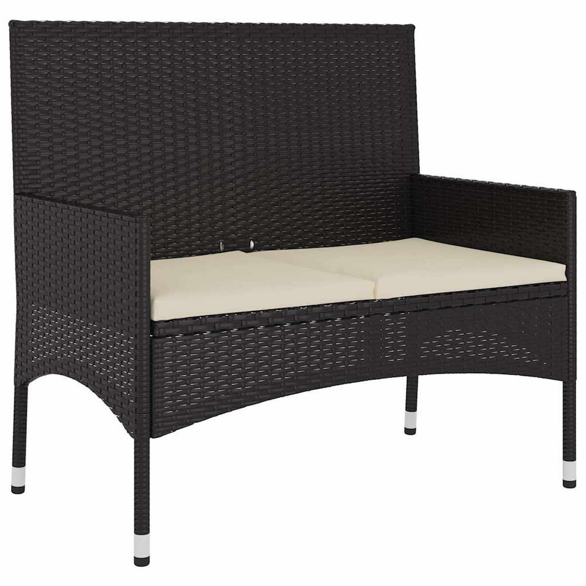 DINING-LOUNGESET mit Auflagen, aus PE-Rattan und Stahl, Schwarz, 6-teiliges Set - Schwarz, Kunststoff - vidaXL