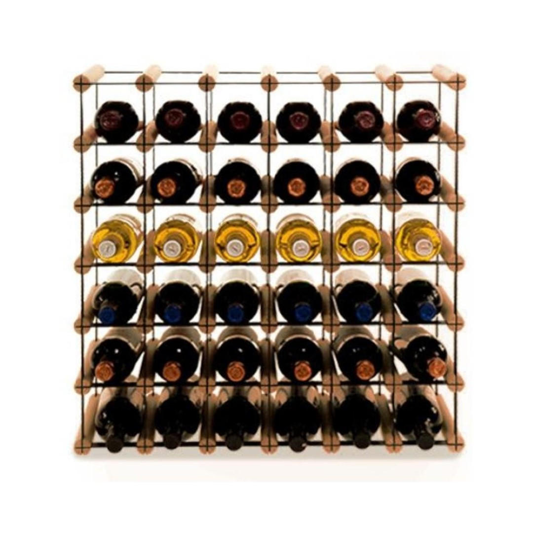 WEINREGAL Vinotega Mod Metal 52,5x62,5x24,5 cm 6x5 Flaschen Massives Kiefernholz Braun Geölt - Braun, Holz (62.5/52.5/24.5cm) - PROREGAL