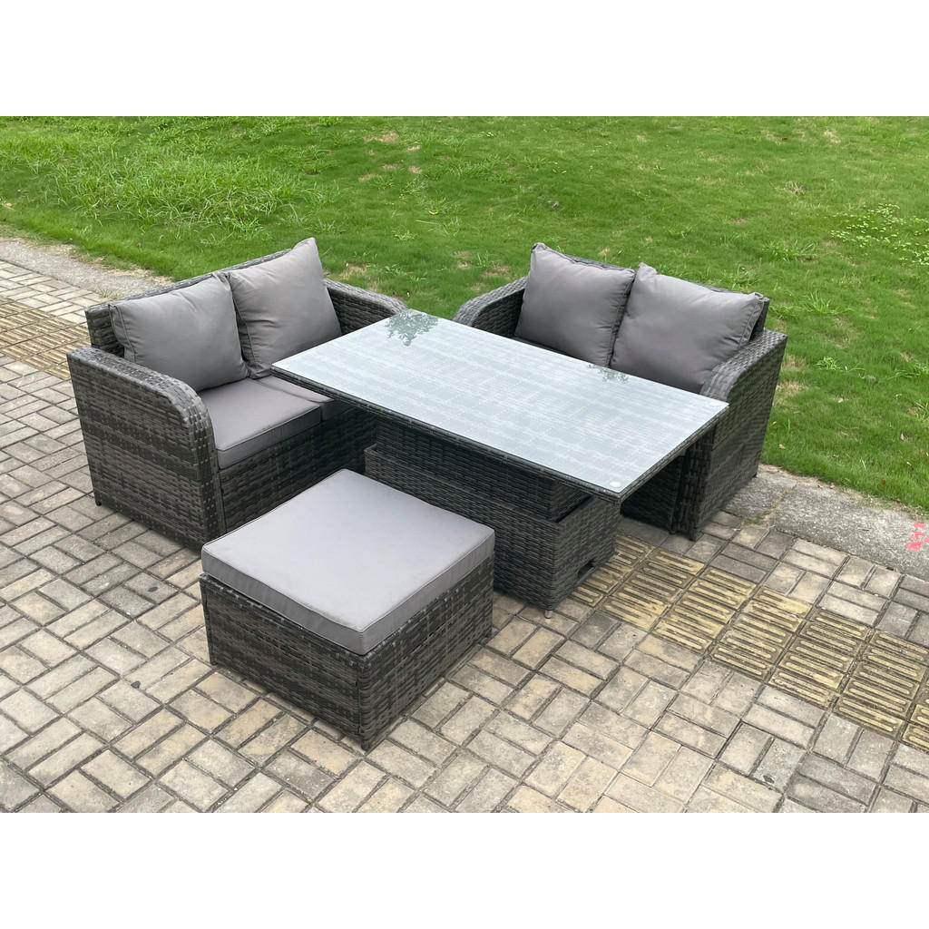 Thumbnail - Fimous Gartenmöbelset, Dunkelgrau, Metall, 5-Sitzer, Loungemöbel, Loungemöbel-Sets