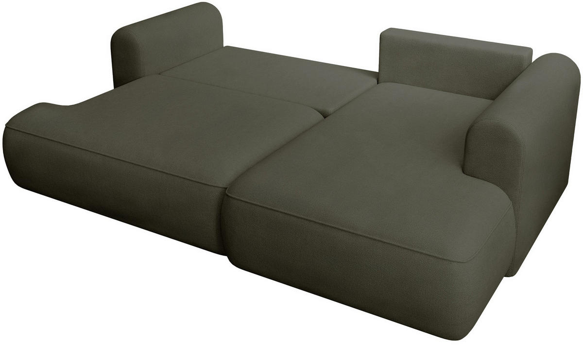 ECKSOFA Ovo Mini Olivgrün rechts - Schwarz/Olivgrün, Kunststoff/Textil (156/238cm) - Selsey