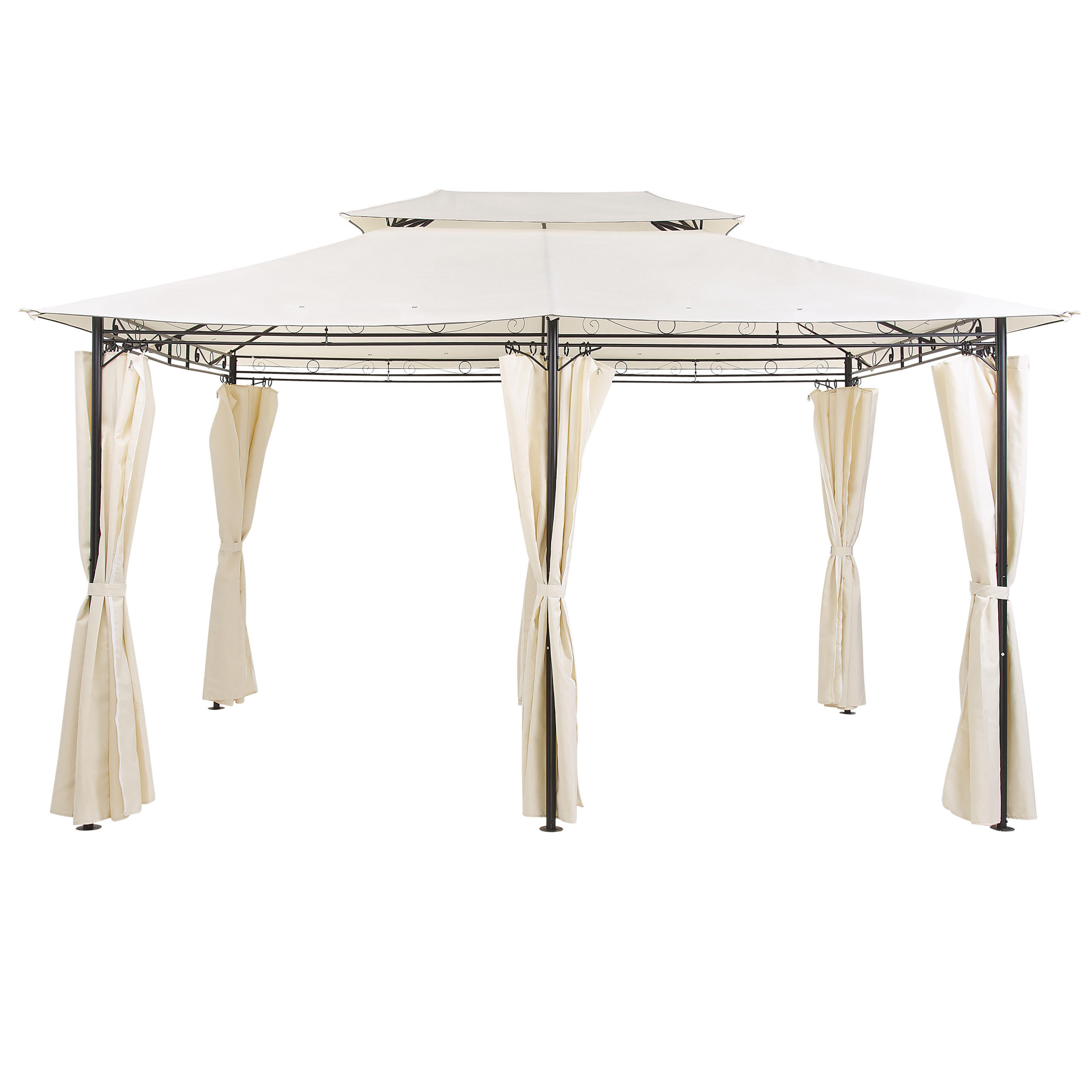 PAVILLON Stahl beige/schwarz rechteckig 300/400 cm Colos - Beige/Schwarz, Metall (400/300/300cm) - Beliani