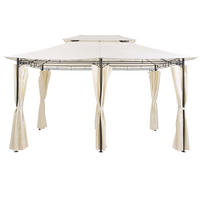 PAVILLON Stahl beige/schwarz rechteckig 300/400 cm Colos - Beige/Schwarz, Metall (400/300/300cm) - Beliani