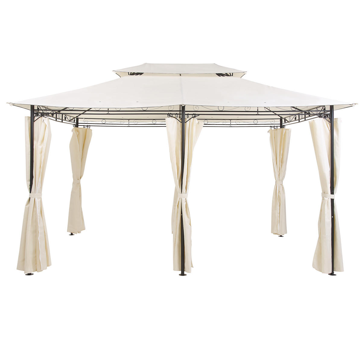 PAVILLON Stahl beige/schwarz rechteckig 300/400 cm Colos - Beige/Schwarz, Metall (400/300/300cm) - Beliani