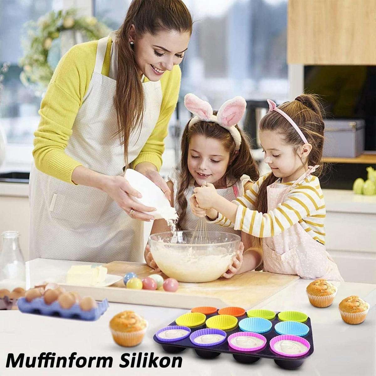 MUFFINFORM Silikon 12-teiliges Set 6 Farben - Multicolor, Kunststoff (4.5/3.5/7cm)