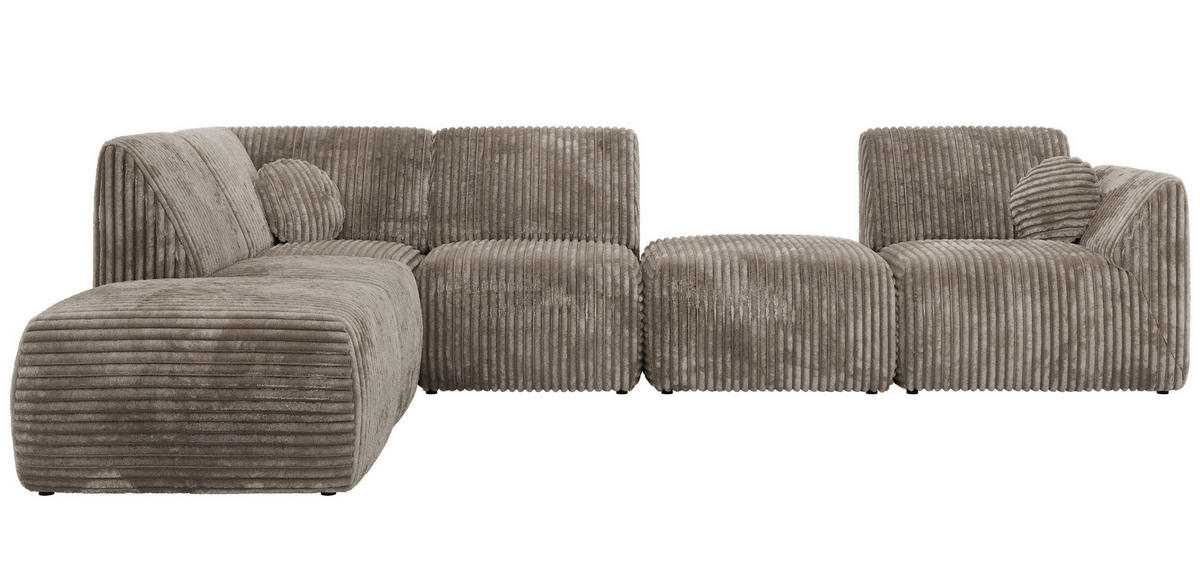 ROHOVÁ SEDAČKA NOARA 6M L Světle hnědá Manšestr - Vlevo - černá/světle hnědá, textil/plast (244/355cm) - MKS
