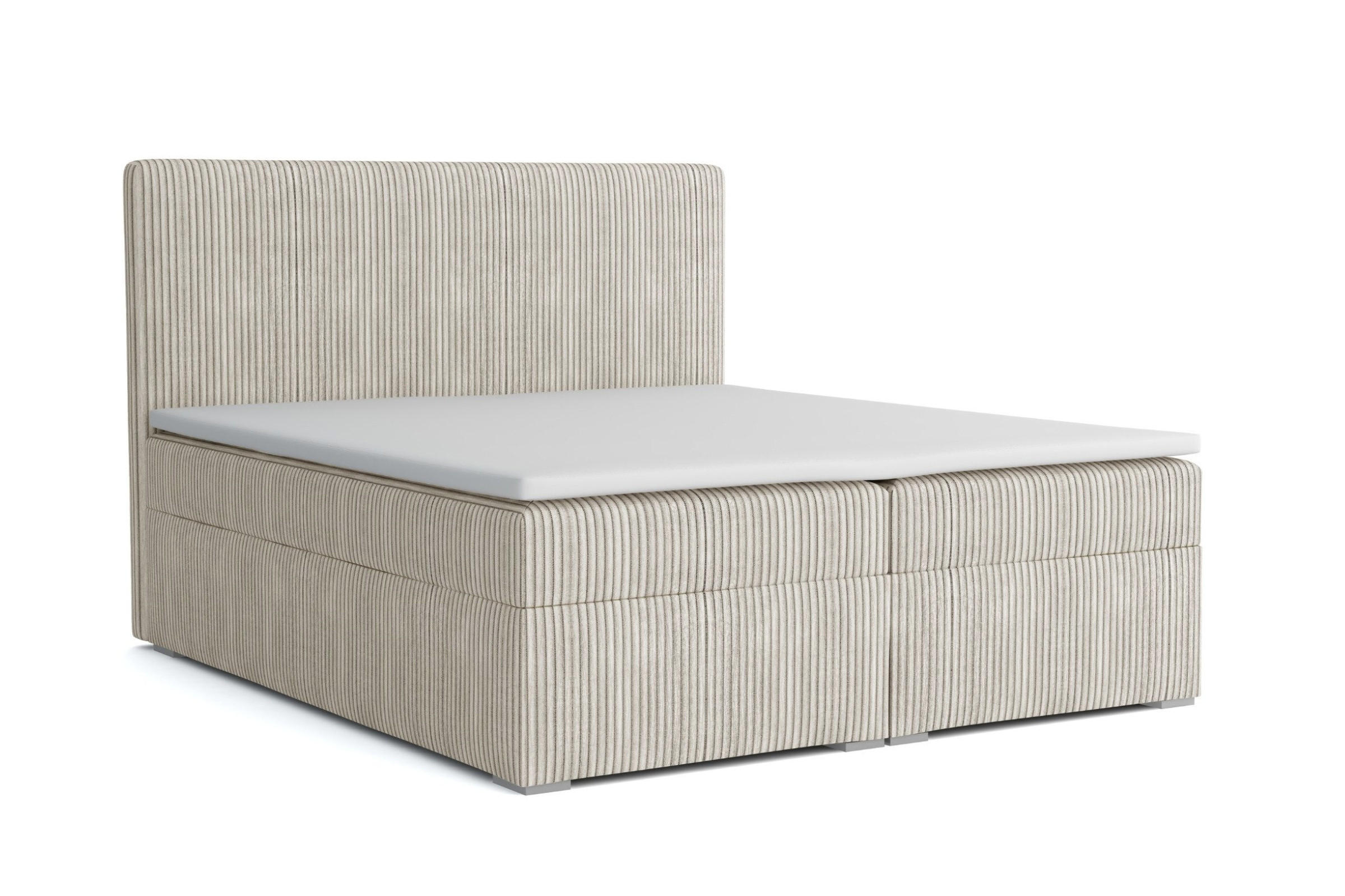 BOXBETT LOFT IV 180/200 Cord Ecru mit Taschen-Federkernmatratzen 7 Zonen H4 - Ecru, Holz/Holzwerkstoff (180/200cm) - Deine Möbel 24