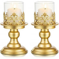 KERZENSTÄNDER 2-teiliges Set Gold Metall mit Glas - Goldfarben, Metall (11.5/20.5/11.5cm)