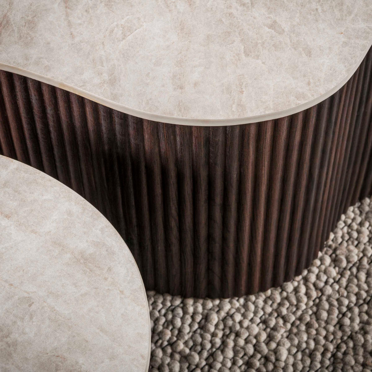 COUCHTISCH Set CERAMO GRANDE 2-teilige XXL-Loungetische im Monolith-Design - Dunkelbraun/Beige, Keramik (135/75/34cm) - alesvelt