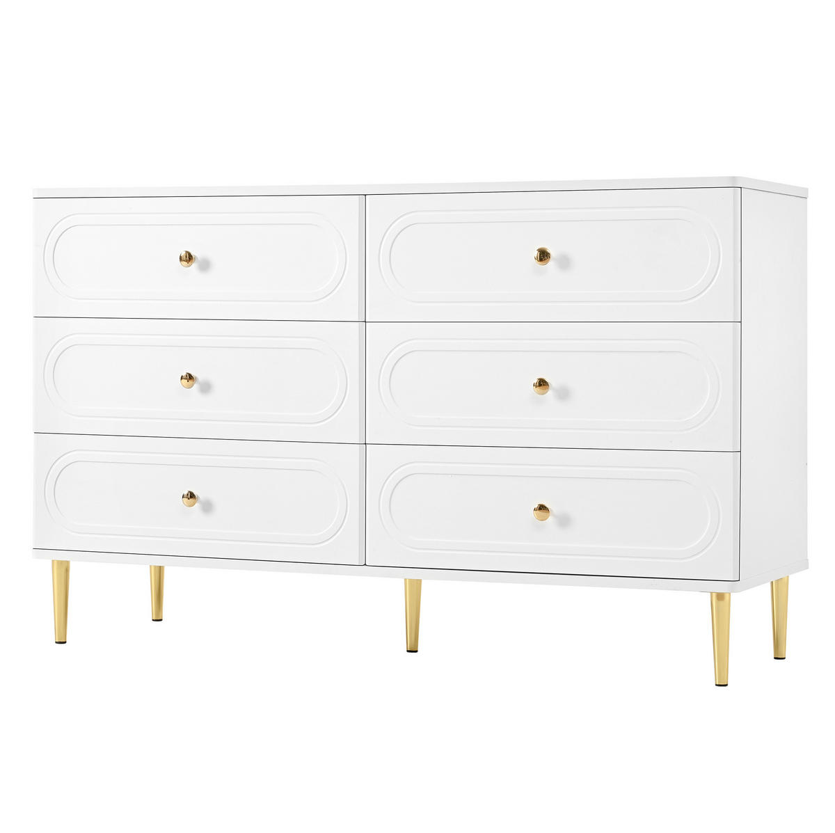 SIDEBOARD 120/40/75 cm Weiß aus MDF und Holzwerkstoff mit 6 Schubladen - Weiß, Holzwerkstoff (120/75/40cm) - OKWISH