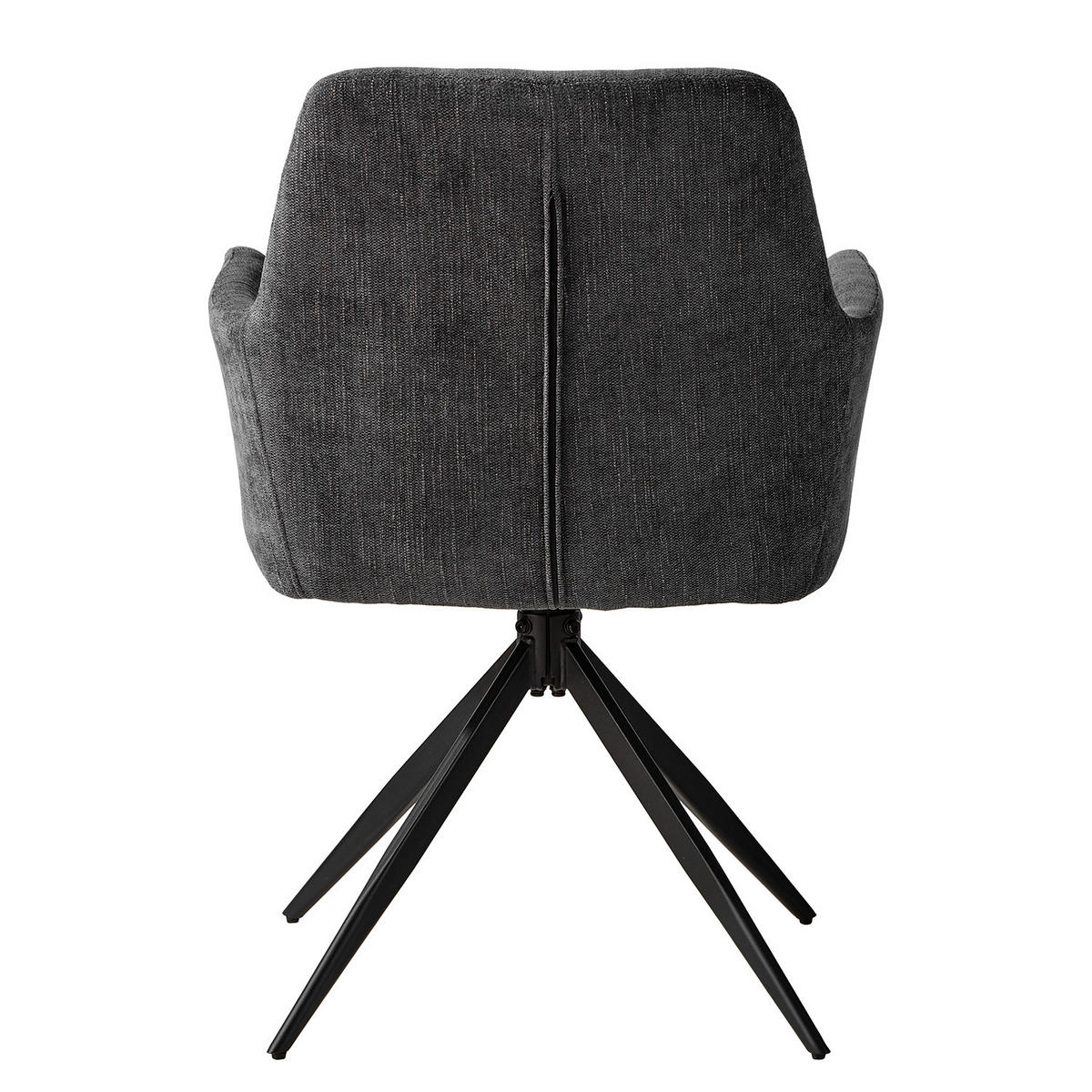 DREHBARER ARMLEHNENSTUHL - Grau - Chenille - Eisen - 59 x 87 x 65 cm - Grau, Textil/Metall (59/87/65cm) - home24