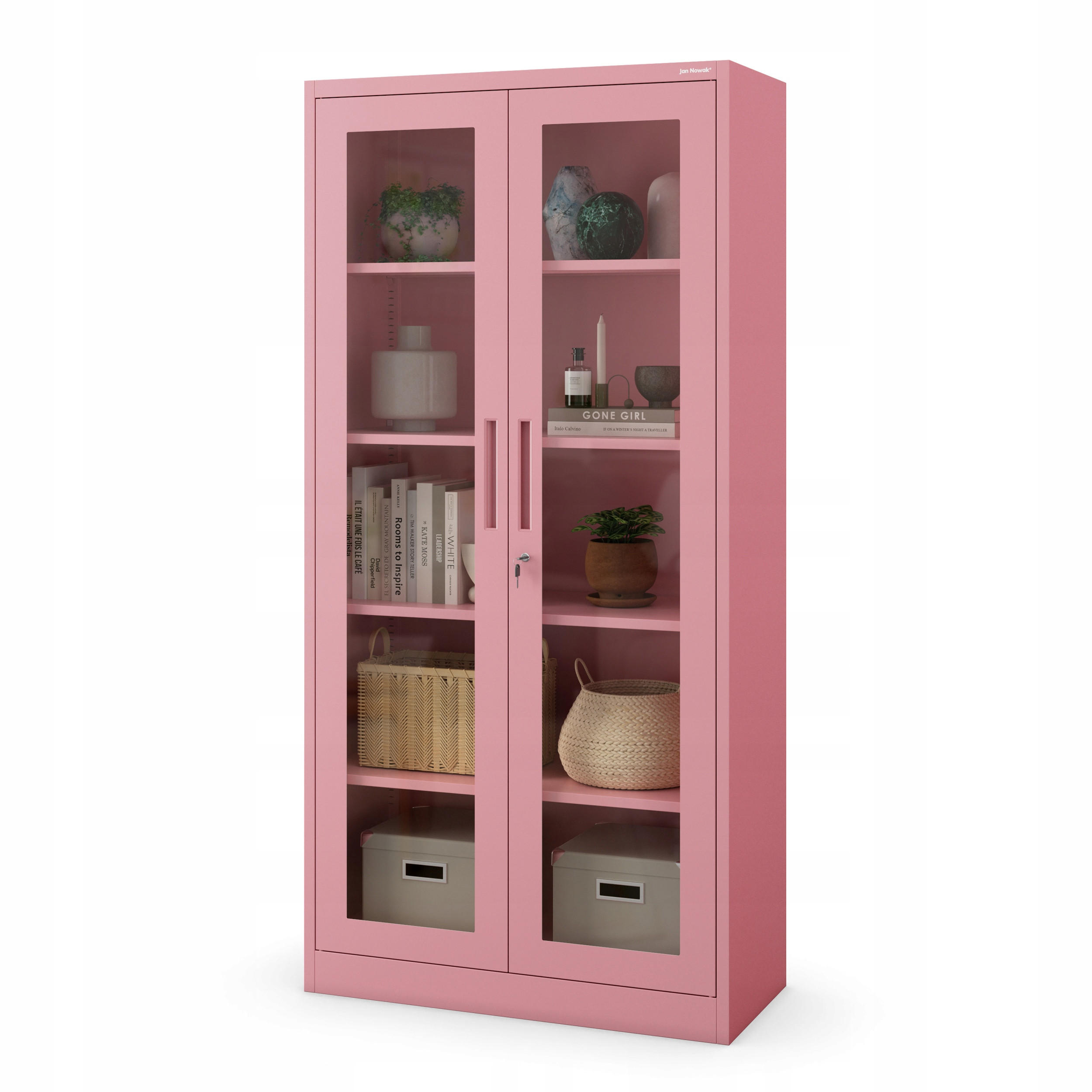 VITRINENSCHRANK Amelia - Rosa, Metall (90/185/40cm) - Jan Nowak