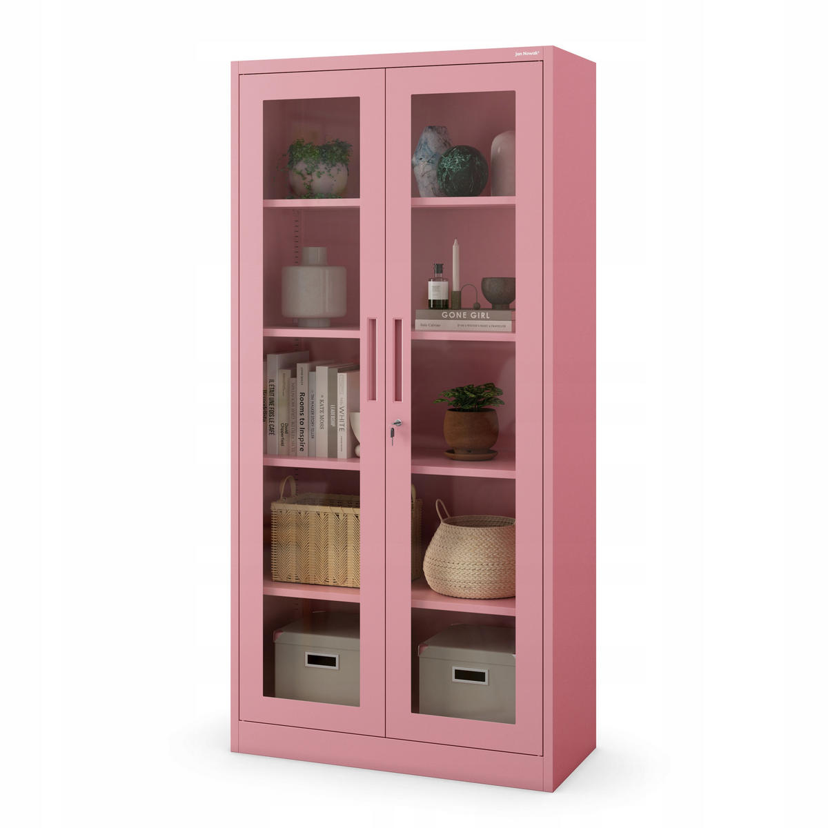VITRINENSCHRANK Amelia - Rosa, Metall (90/185/40cm) - Jan Nowak