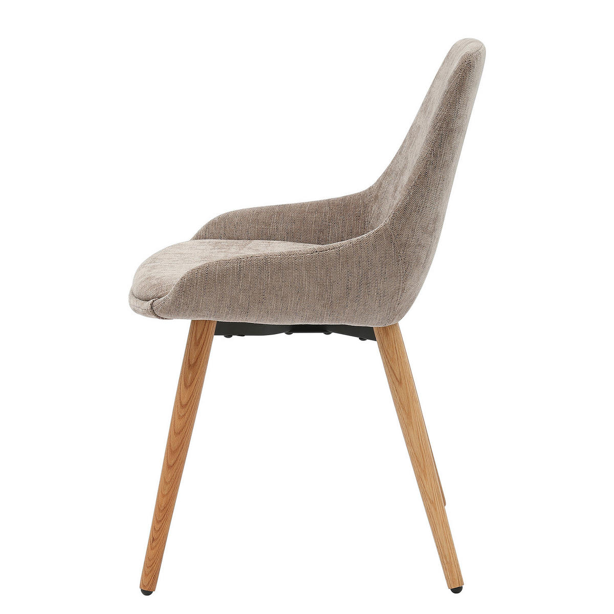 POLSTERSTUHL - 2er-Set - Webstoff / Eiche massiv - Taupe, Eichenholz/Holz (53/83/54cm) - home24