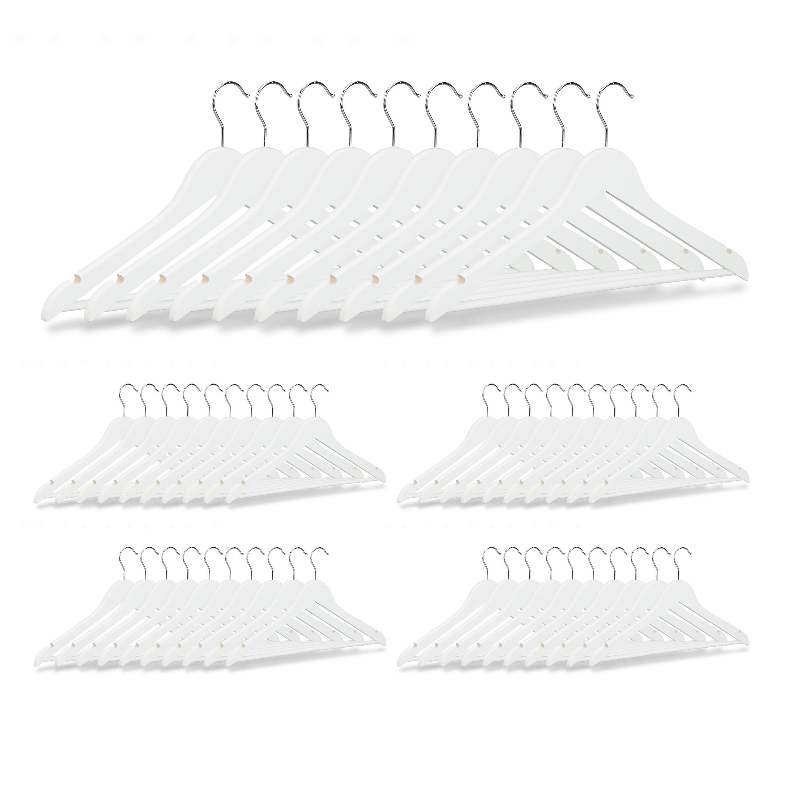 50XKLEIDERBÜGEL - Weiß, Holz/Metall (45/23.5/1cm) - Relaxdays