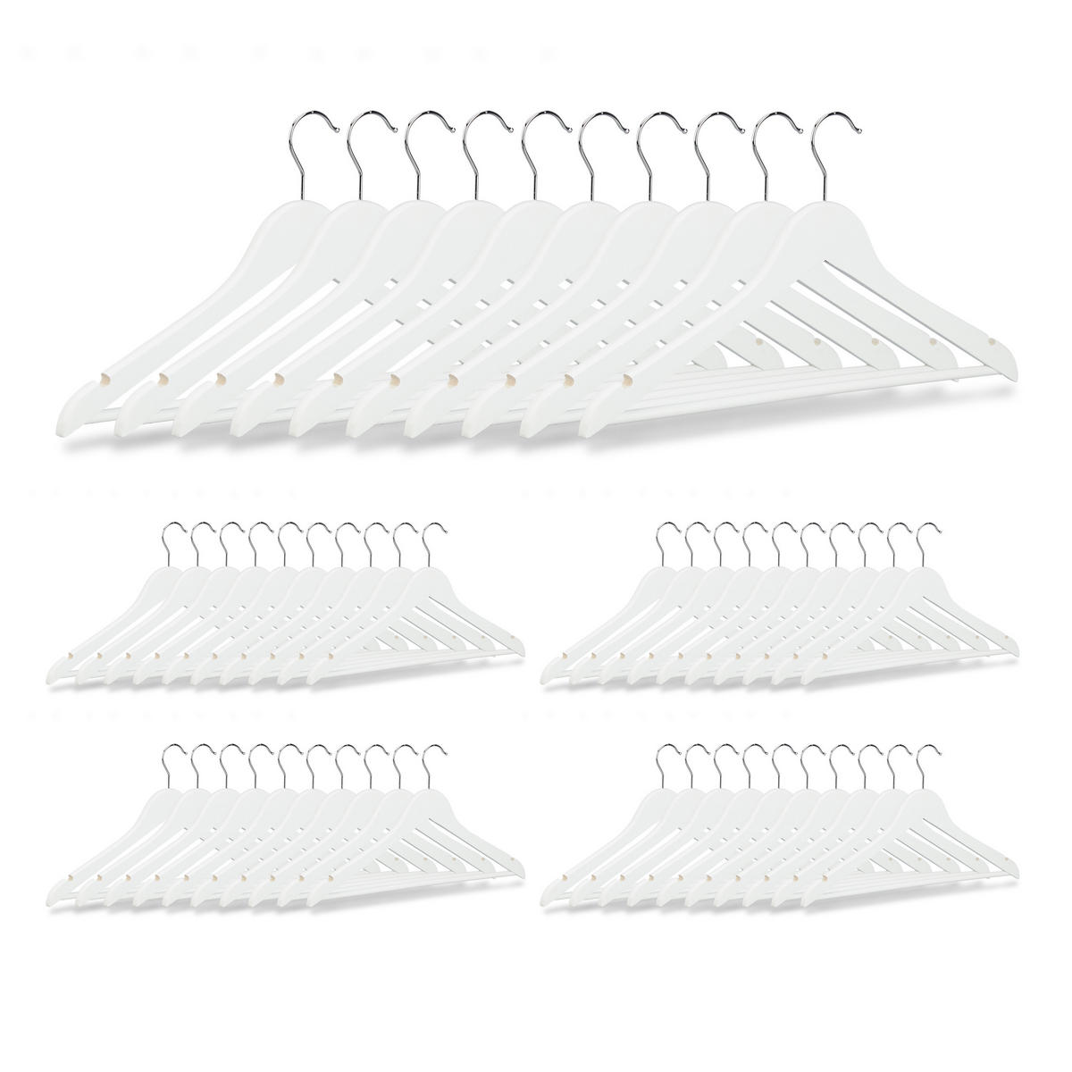 50XKLEIDERBÜGEL - Weiß, Holz/Metall (45/23.5/1cm) - Relaxdays