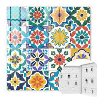 SCHLÜSSELBOX Weiß 30x30 cm – Türöffnung nach rechts - Blumenmuster - Blau, Metall (30/30/5cm) - TULUP