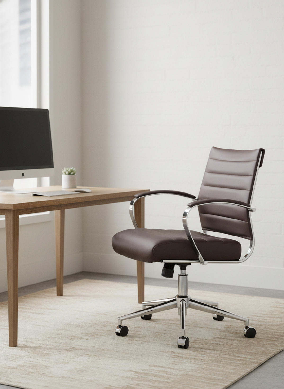 BÜROSTUHL Rynex Kunstleder braun - Chromfarben/Braun, Metall (57/100/62cm) - TPFLiving