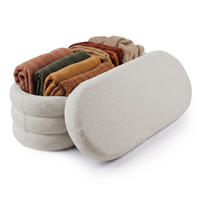 BANCĂ Crem cu spațiu de depozitare țesătură teddy 110 cm - crem, material textil/compozit lemnos (110/42/45cm) - Relaxdays