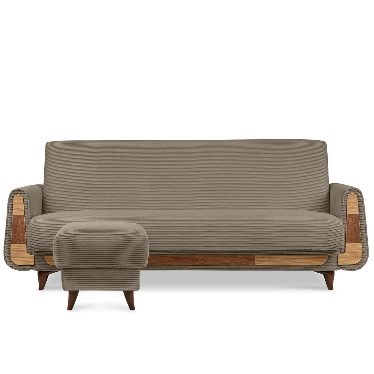 FUẞSTÜTZE GUSTAVO II, Beige - Beige/Braun, Holz/Holzwerkstoff (53/49/53cm) - KONSIMO®