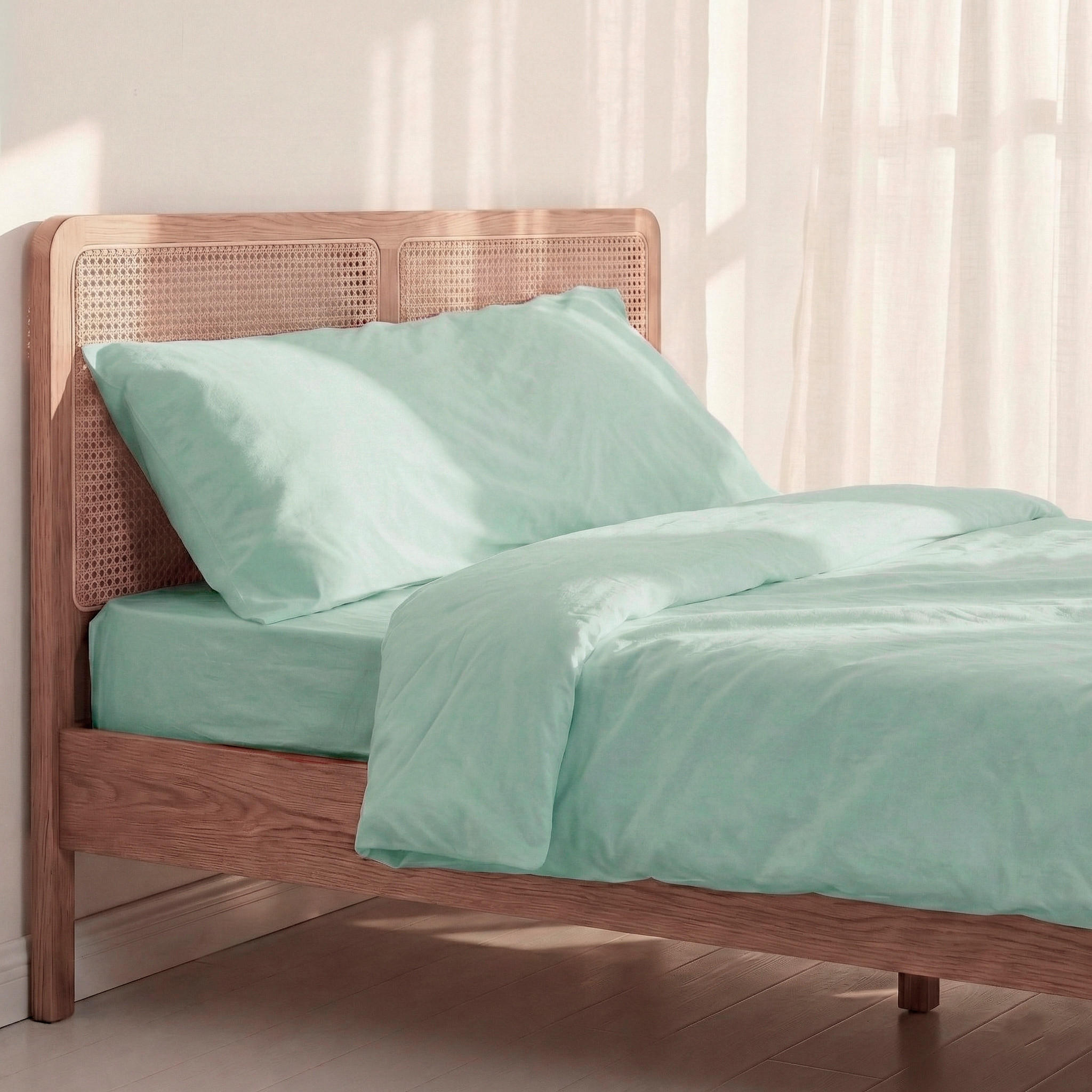 BETTBEZUG 2er-Set teiliges basic 180x220 cm (komfortgrösse) minze - Mintgrün, Textil (180/220cm) - Happy Friday