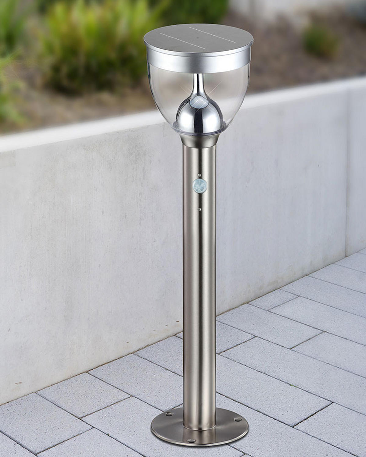 LED AUSSENLEUCHTE Solar Grau 2er Set - Silberfarben, Metall (15/15/55cm) - Globo Lighting