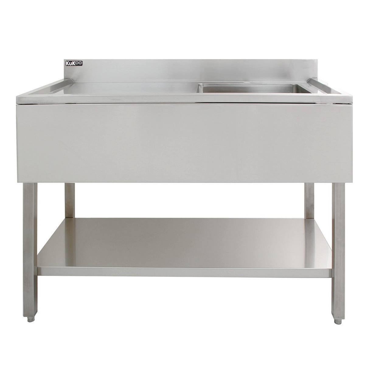 GASTROSPÜLE EDELSTAHL Spültisch Becken rechts - Silberfarben, Metall (120/90/60cm)