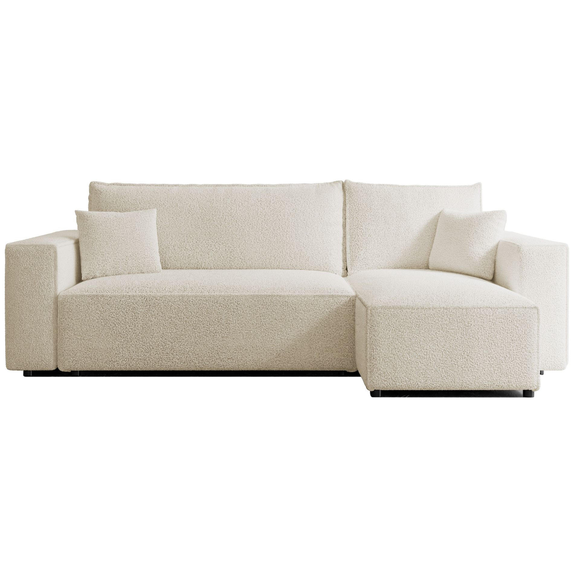 ECKSOFA Scarlo Creme Bouclé-Bezug - Creme/Schwarz, Kunststoff/Textil (244/145cm) - Selsey
