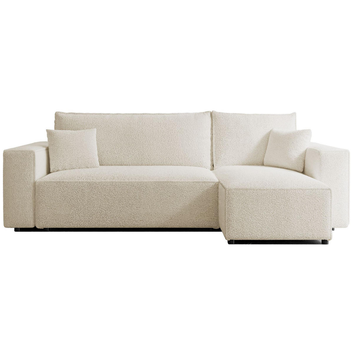 ECKSOFA Scarlo Creme Bouclé-Bezug - Creme/Schwarz, Kunststoff/Textil (244/145cm) - Selsey