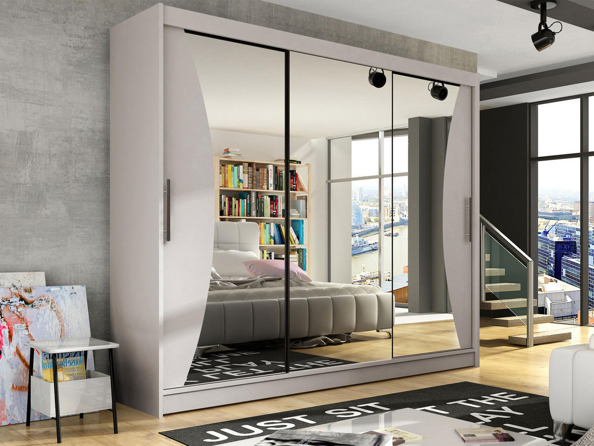 KLEIDERSCHRANK Aston IV - Kaschmir/Silberfarben, Holzwerkstoff/Kunststoff (250/215/58cm) - MIRJAN24